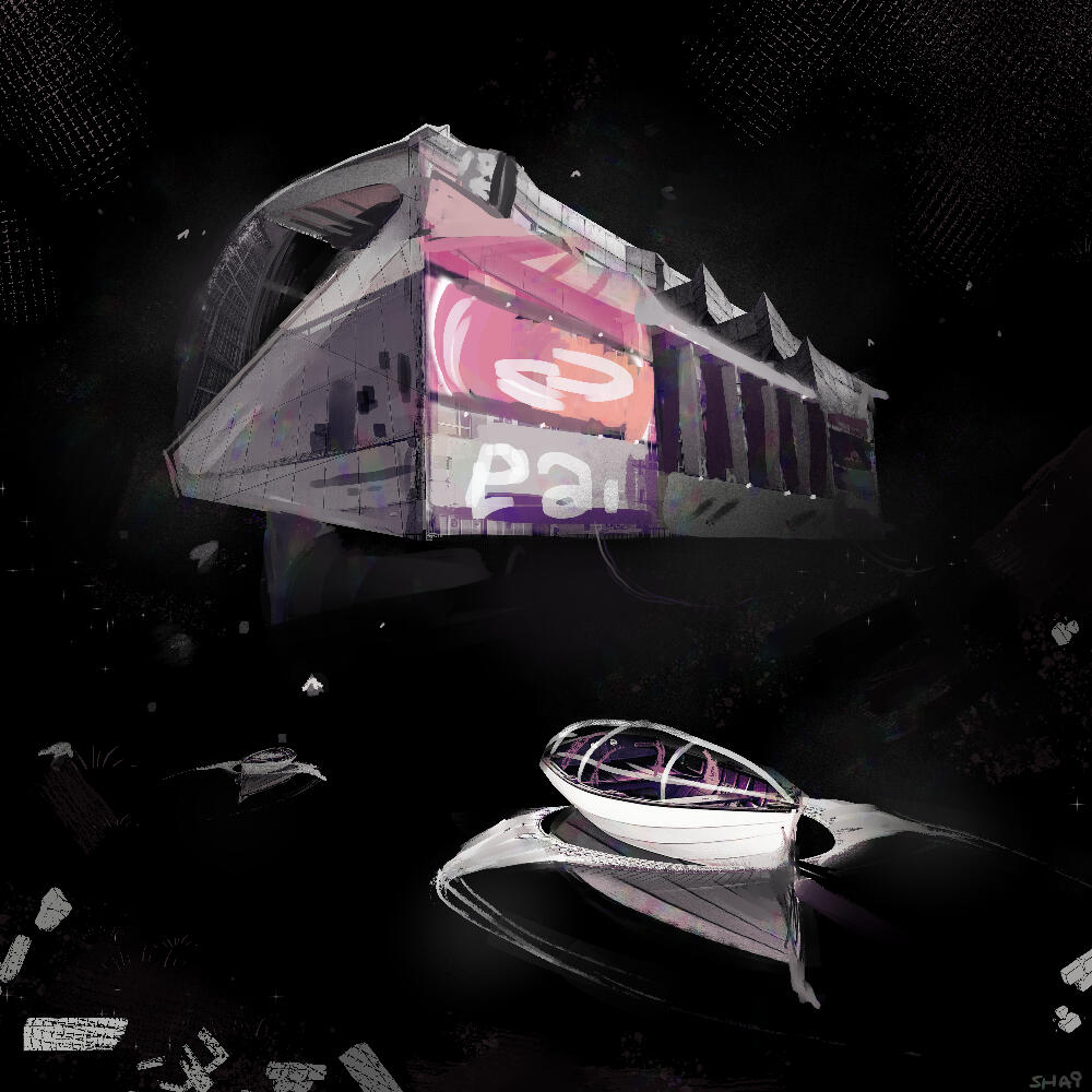 freighter and cars - photobashed