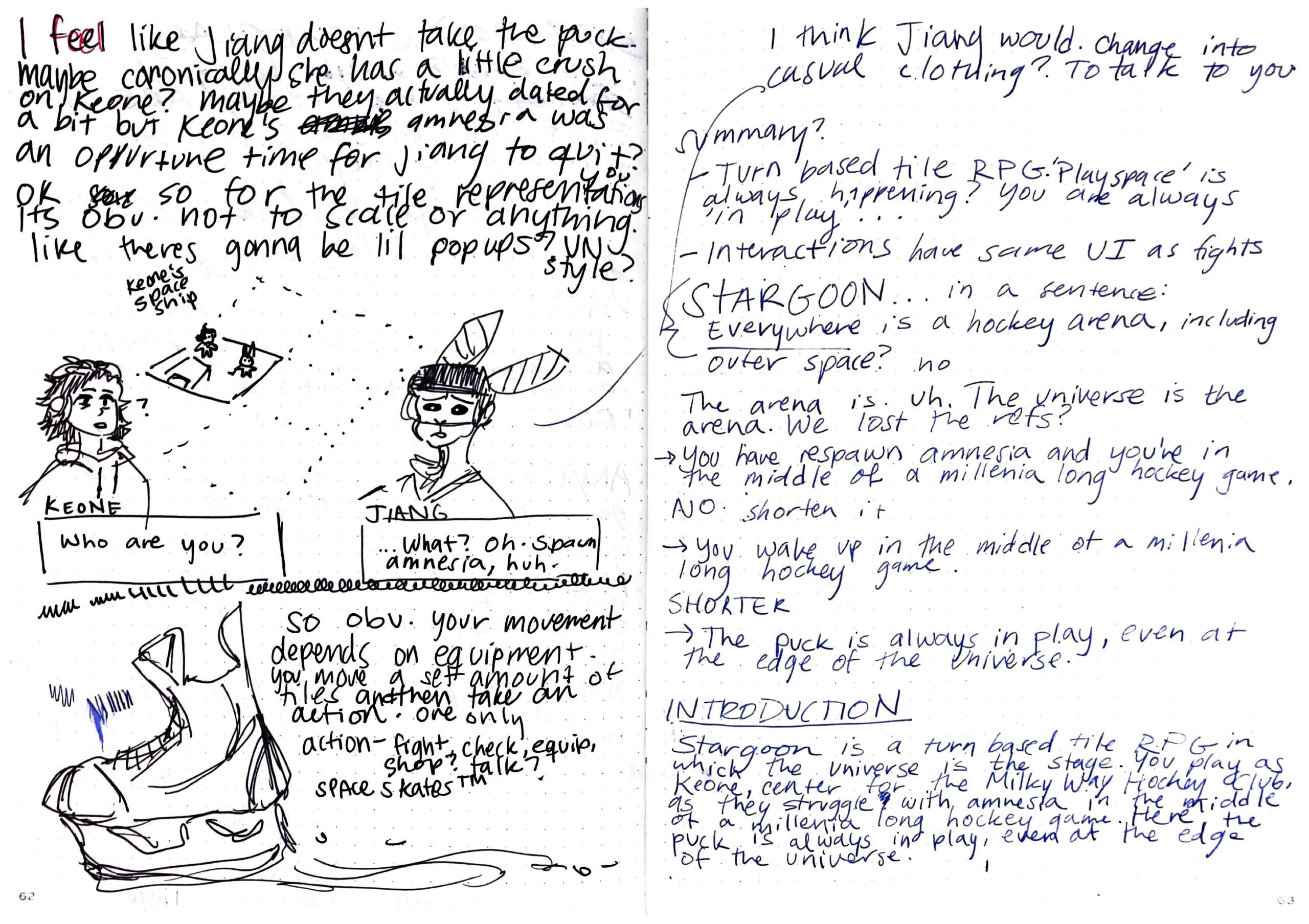 layout sketch and thoughts. "obv" means "obviously" (my stream of conciousness has a valley accent)